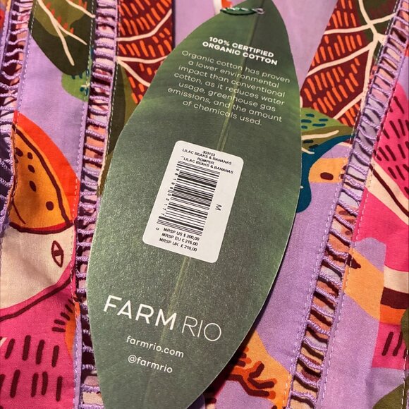 NWT Farm Rio Beaks & Bananas Ruffle Belted Romper Lilac l Medium l MSRP $200 - Picture 6 of 7